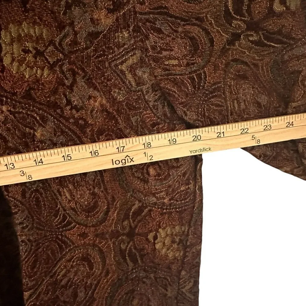 Habitat Burgundy Paisley Upholstery Artsy Boho Button Up Blazer‎ Pockets Size XL